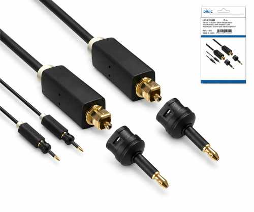 DINIC Toslink cable, 4mm Ø, black, DINIC Monaco Range, HQ plug, black, DINIC box with Euro hole, length 5.00m